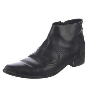 Freda Salvador Arroyo Calf Leather Applique Pointed Toe Western Ankle Boot W/Box